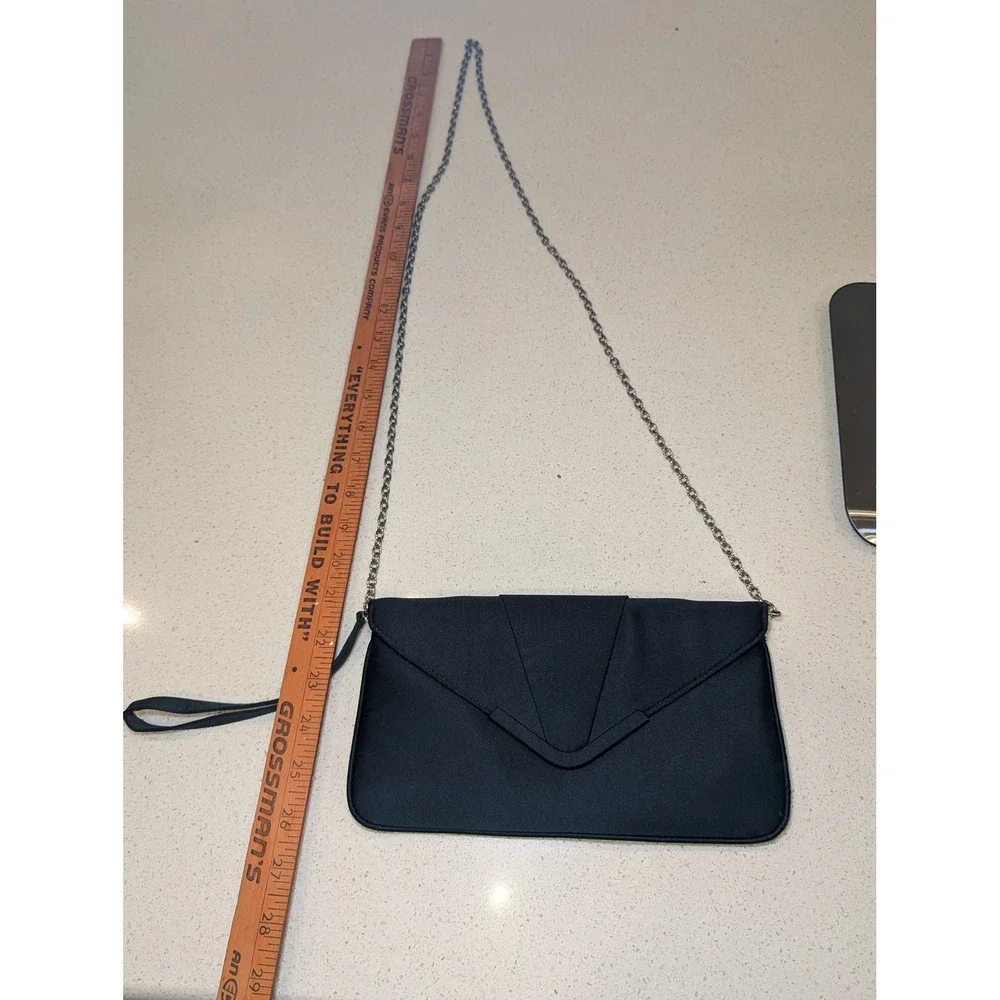 La Regale Envelope Clutch Navy Satin Convertible Crossbody Wristlet Small Chic